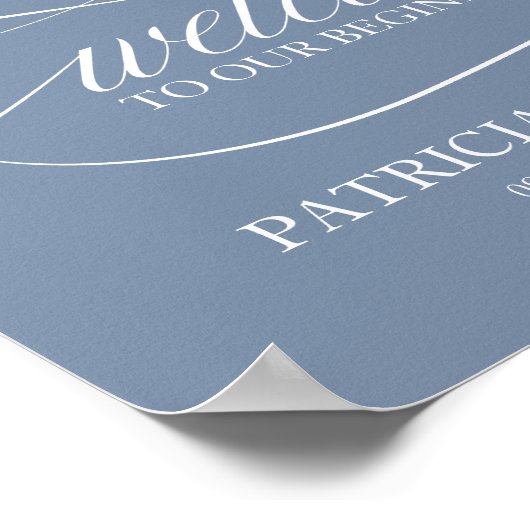 Welkom bij ons blauwe begin-mosterd poster (Hoek)