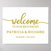 Welkom bij ons Bodembord voor Gold Script Weddensc Poster (Voorkant)