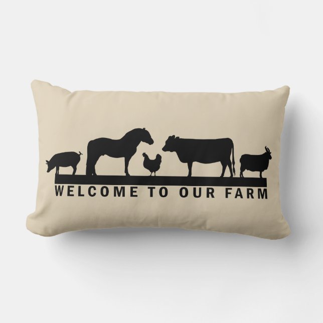 Welkom bij ons Boerderij Lumbar Pillow Kussen (Voorkant)