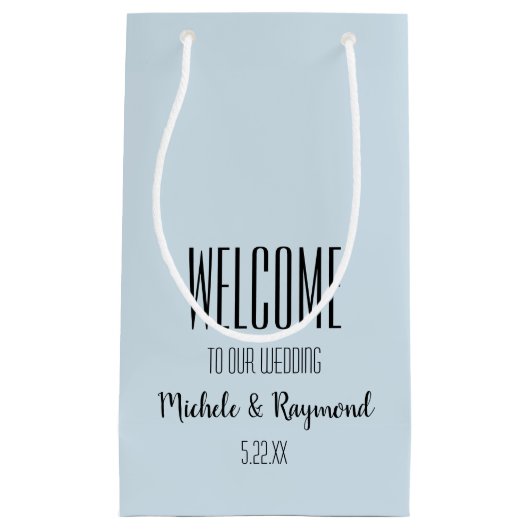 Welkom bij ons BORD BLUE Gift Bags KLEIN Klein Cadeauzakje (Voorkant)