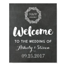 Welkom bij ons bruiloft-bord Chalkboard Wreath