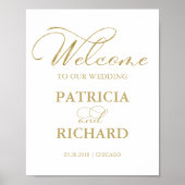 Welkom bij ons bruiloft met de goudolieteken poster (Voorkant)