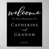 Welkom bij ons bruiloft met minimalistisch zwart poster (Voorkant)