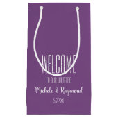 Welkom bij ons bruiloft PAARS Klein Cadeauzakje (Voorkant)