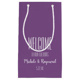Welkom bij ons bruiloft PAARS Klein Cadeauzakje