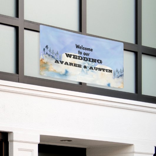 Welkom bij ons bruiloft spandoek (Buitenkant Gebouw)