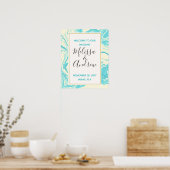 Welkom bij ons bruiloft Turquoise Marble Design Poster (Keuken)