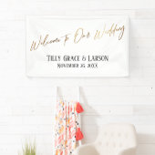 Welkom bij ons Casual handschrift voor bruiloft Go Spandoek (Insitu)