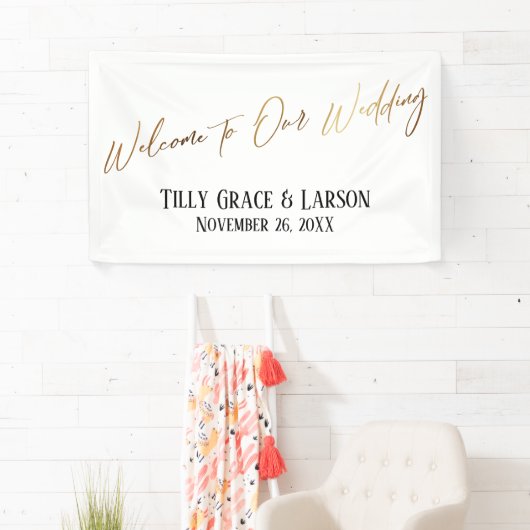 Welkom bij ons Casual handschrift voor bruiloft Go Spandoek (Insitu)