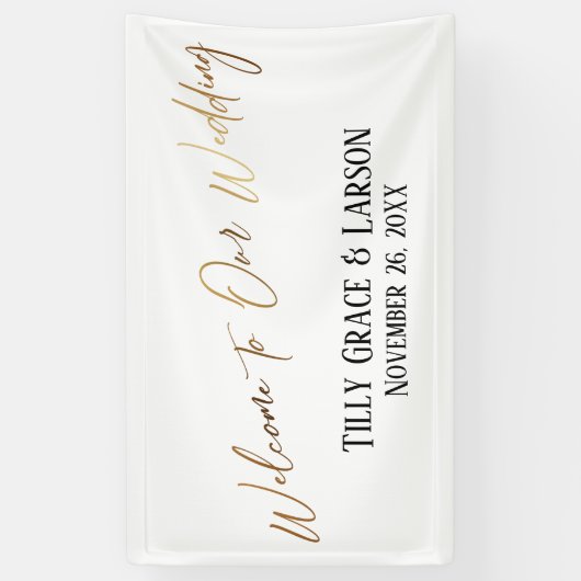 Welkom bij ons Casual handschrift voor bruiloft Go Spandoek (Verticaal)