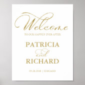 Welkom bij ons, gelukkig ooit na Gold Foil Sign Poster (Voorkant)