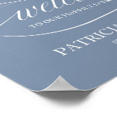 Welkom bij ons gelukkig ooit na het robuuste blauw poster (Hoek)