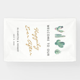 Welkom bij ons gelukkig ooit na Succulents Green Spandoek