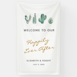 Welkom bij ons gelukkig ooit na Succulents Green Spandoek
