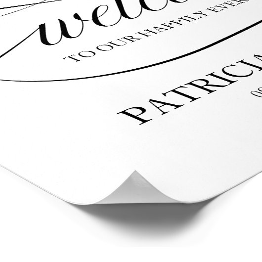 Welkom bij ons gelukkig ooit na zwart script poster (Hoek)