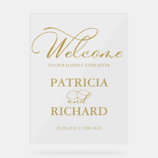 Welkom bij ons 'Gold Wedding'-teken Acryl Bord (Voorkant)