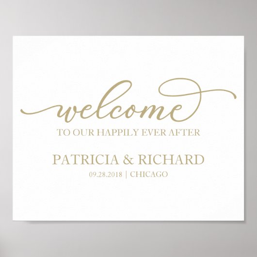 Welkom bij ons Happily Ever After Gold Script Poster (Voorkant)