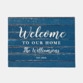 Welkom bij Ons Huis Aangepaste  Verweerd Hout Deurmat (Voorkant)