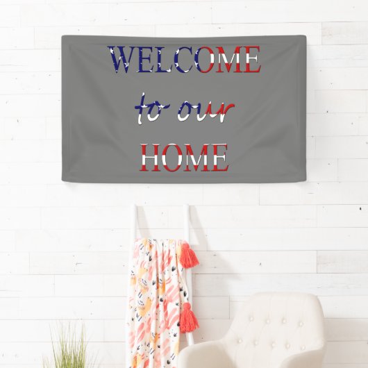 Welkom bij ons huis bedekt op USA Flag (h) bnrt Spandoek (Insitu)