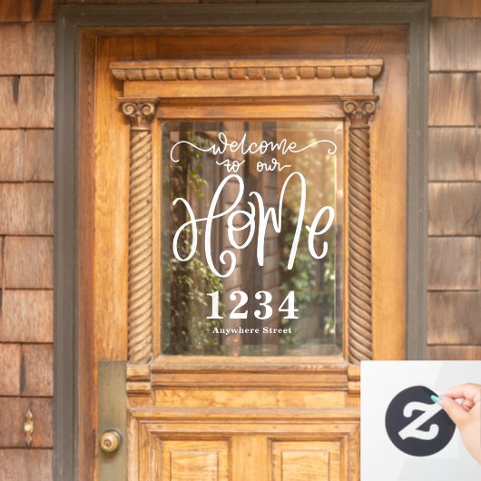 Welkom bij ons huisnummer raamsticker (Huis Deur)