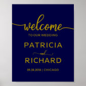 Welkom bij ons huwelijk | Goud marinesultaat Poster (Voorkant)