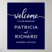 Welkom bij ons huwelijk | Navy Blue Sign Poster (Voorkant)