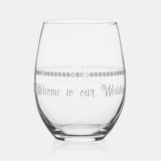Welkom bij ons huwelijk wijnglas zonder voet (Voorkant)