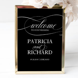 Welkom bij ons huwelijk   Zwart teken Poster