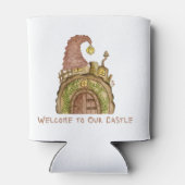 Welkom bij Ons Kasteel met een Gnome Kasteel op ee Blikjeskoeler (Achterkant)