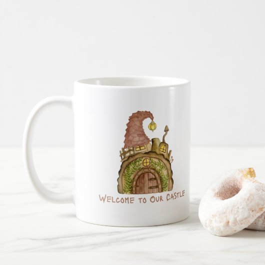Welkom bij Ons Kasteel op een  Koffiemok (Met donut)