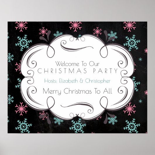 Welkom bij ons kerstfeest Snowflakes Winter Poster (Voorkant)
