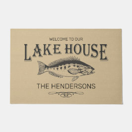 Welkom bij ons Lake House Familienaam Fish Deurmat