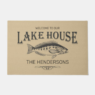 Welkom bij ons Lake House Familienaam Fish Deurmat