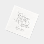 Welkom bij ons liefdeshuwelijk folie servetten (Links)