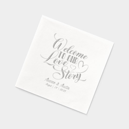 Welkom bij ons liefdeshuwelijk folie servetten (Links)