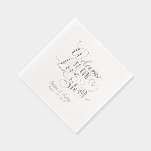 Welkom bij ons liefdeshuwelijk folie servetten (Rechts)