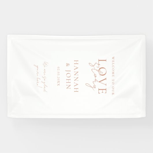 Welkom bij ons liefdesverhaal! Elegant, modern,  Spandoek (Horizontaal)