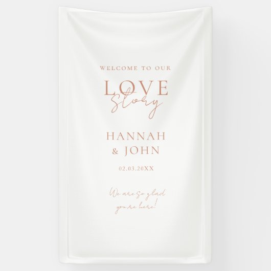 Welkom bij ons liefdesverhaal! Elegant, modern,  Spandoek (Verticaal)