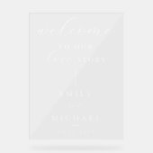 Welkom bij ons liefdesverhaal Elegant Modern Weddi Acryl Bord (Voorkant)