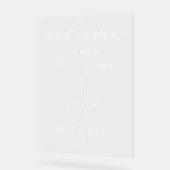 Welkom bij ons liefdesverhaal Elegant Modern Weddi Acryl Bord (Hoek)