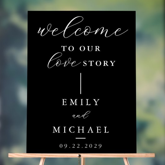 Welkom bij ons liefdesverhaal Elegant Modern Weddi Acryl Bord (Neutraal)