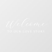 Welkom bij ons liefdesverhaal Elegant Script Weddi Raamsticker (Vel)