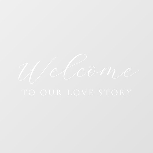Welkom bij ons liefdesverhaal Elegant Script Weddi Raamsticker (Vel)