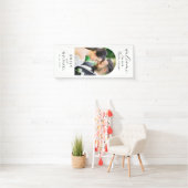 Welkom bij ons liefdesverhaal Elegante Fotobruilof Spandoek (Insitu)