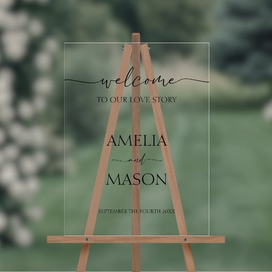 Welkom bij ons liefdesverhaal Huwelijk Welkom Acryl Bord