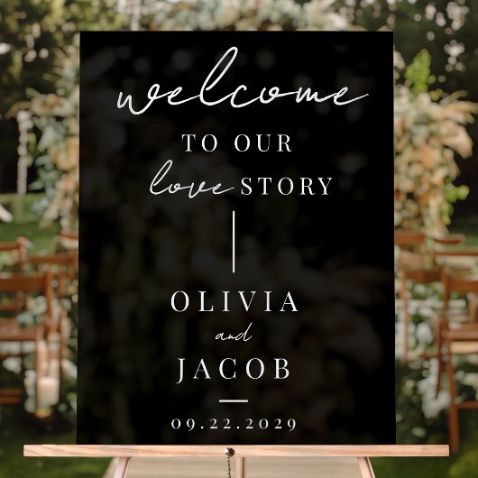 Welkom bij ons liefdesverhaal Modern Wedding Acryl Bord