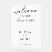 Welkom bij ons liefdesverhaal Modern Wedding Acryl Bord (Hoek)