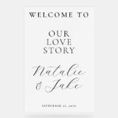 Welkom bij ons liefdesverhaal Modern Wedding Acryl Bord (Voorkant)