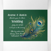 Welkom bij ons liefdesverhaal Peacock Dark Green Drieluik Uitnodiging (Binnenkant midden)