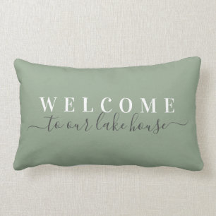 Welkom bij ons meer in Sage Lumbar Pillow Kussen